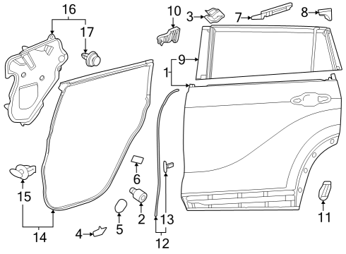 2024 Toyota Grand Highlander Door & Components Diagram