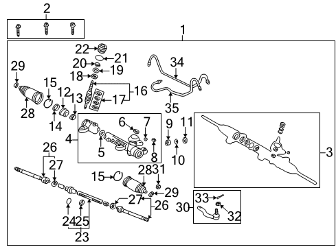 2000 Toyota Celica Inner Tie Rod Diagram for 45503-49035