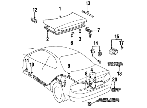 1998 Toyota Celica Trunk Diagram