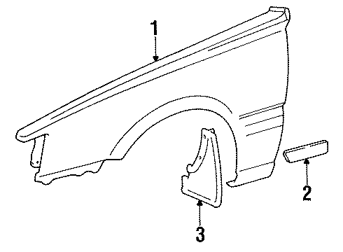 1985 Toyota Camry Mud Guard, Passenger Side Diagram for 76621-39025