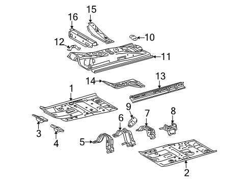 2011 Toyota Yaris Pillars, Rocker & Floor - Floor & Rails Diagram 2 - Thumbnail