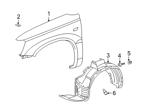 2004 Toyota Highlander Fender & Components Diagram