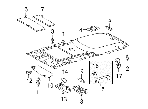 2020 Toyota 4Runner Interior Trim - Roof Diagram 1 - Thumbnail