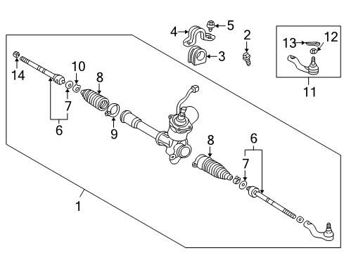 2001 Toyota Prius Tie Rod Boot Diagram for 45535-47011