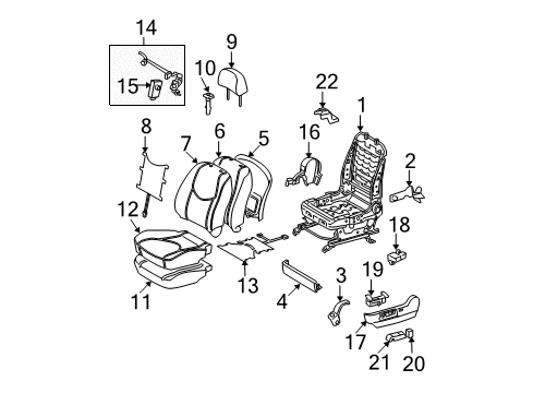 2006 Toyota RAV4 Front Seat Components Diagram 3 - Thumbnail