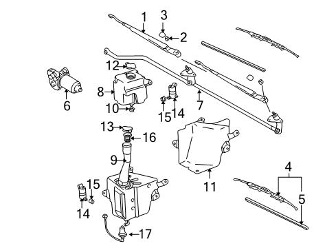 2004 Toyota Tacoma Wiper & Washer Components Diagram