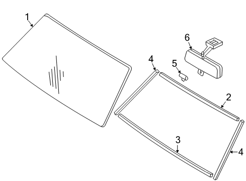 2005 Toyota Land Cruiser Windshield Glass Diagram