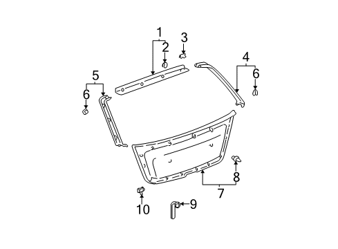 2004 Toyota Highlander Interior Trim - Lift Gate Diagram