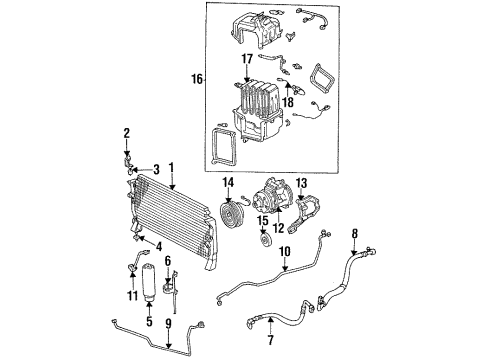 1994 Toyota T100 A/C Condenser, Compressor & Lines Diagram