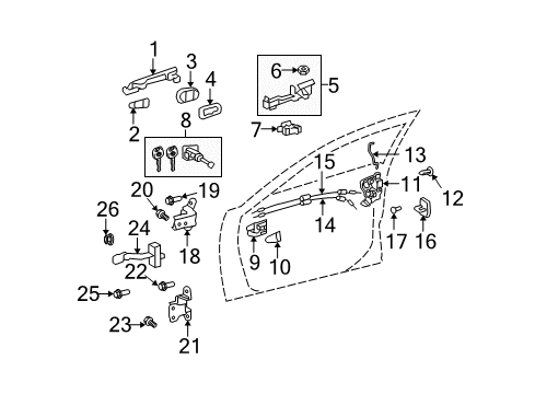 2014 Toyota Venza Front Door - Lock & Hardware Diagram