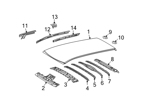 2014 Toyota Venza Roof & Components Diagram