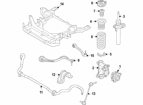 2020 Toyota GR Supra Front Suspension, Lower Control Arm, Upper Control Arm, Ride Control, Stabilizer Bar, Suspension Components Diagram