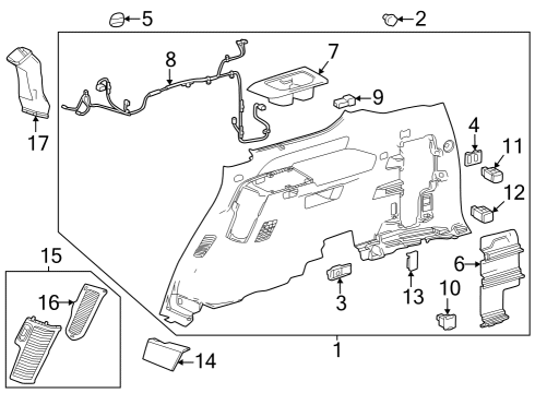 2023 Toyota Sequoia Lower Quarter Trim, Front Passenger Side Diagram for 62510-0C200-C0
