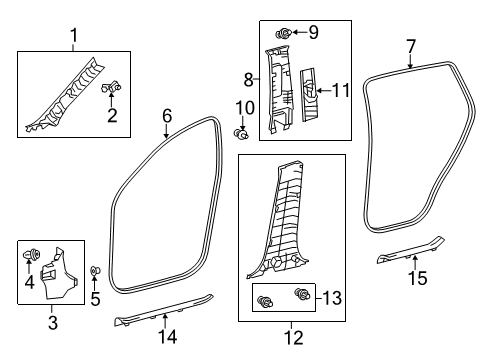 2015 Toyota RAV4 Interior Trim - Pillars, Rocker & Floor Diagram