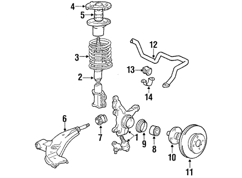 1987 Toyota Corolla Front Suspension, Control Arm, Stabilizer Bar Diagram 2 - Thumbnail