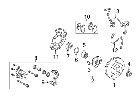2010 Toyota Highlander Cylinder Kit, Disc Brake, Front Diagram for 04478-0E030