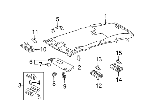 2010 Toyota Highlander Sunvisor, Passenger Side Diagram for 74310-48520-B0