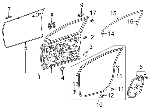 2020 Toyota Prius AWD-e Front Door Diagram