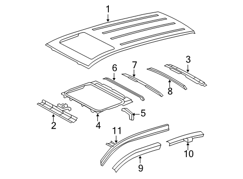 2008 Toyota RAV4 Roof & Components Diagram 1 - Thumbnail