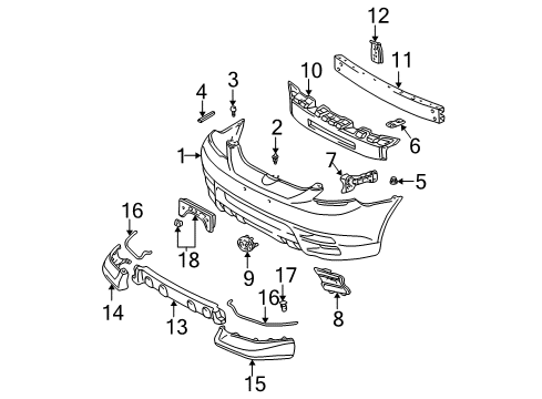 2004 Toyota Matrix Front Bumper Diagram