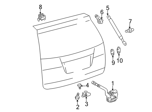 2008 Toyota Sienna Lift Gate - Lock & Hardware Diagram 2 - Thumbnail