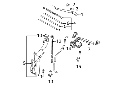 2003 Toyota RAV4 Windshield - Wiper & Washer Components Diagram
