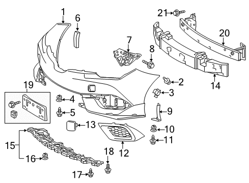 2017 Toyota Corolla iM Bumper Cover, Front Driver Side Diagram for 52119-12990