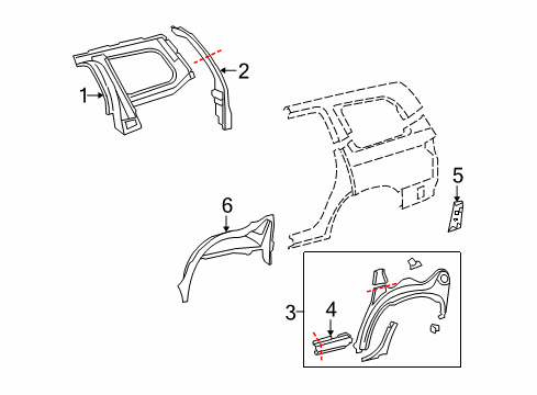 2017 Toyota Sequoia Inner Structure - Quarter Panel Diagram