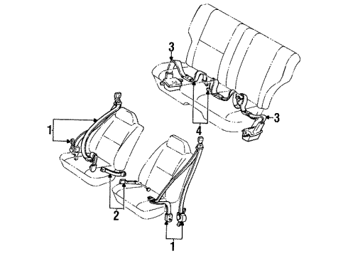 1985 Toyota Tercel Rear Belt Assembly, Driver Side Diagram for 73340-16070-01