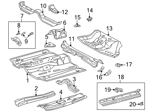 2004 Toyota Celica Floor & Rails Diagram