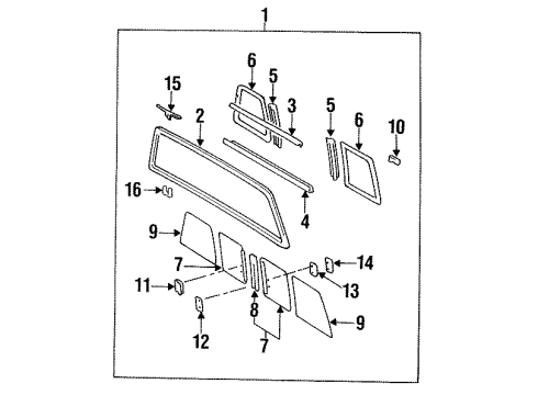 1985 Toyota Pickup Weatherstrip, Passenger Side Diagram for 64833-89110