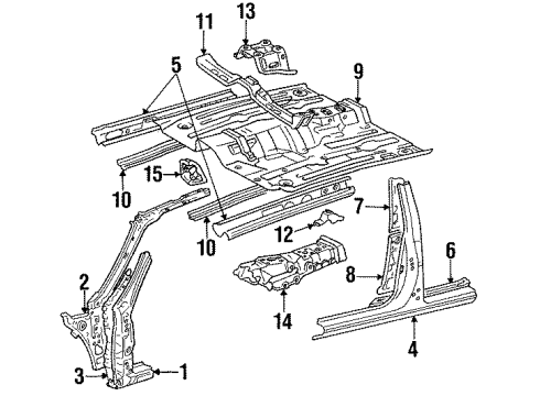1994 Toyota Tercel Center Pillar & Rocker, Hinge Pillar, Floor Diagram 1 - Thumbnail