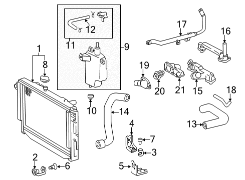 Joint, Water By-Pass, Front Diagram for 16355-0F010