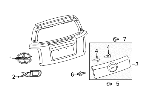 2012 Scion xD Nameplate, Rear Diagram for 75442-52280