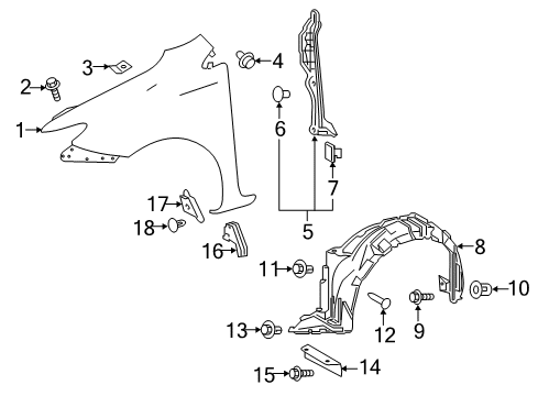 2017 Toyota Corolla iM Fender, Front Driver Side Diagram for 53812-12C10