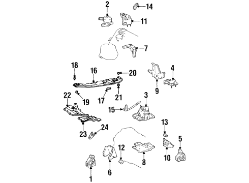 1988 Toyota Camry Rear Mount Diagram for 12371-74030