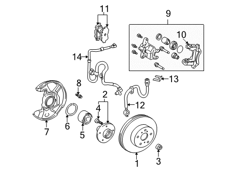 2005 Toyota Celica Caliper Mount, Driver Side Diagram for 47722-20150