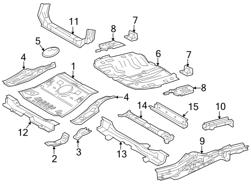2023 Toyota Prius AWD-e Rear Floor & Rails Diagram
