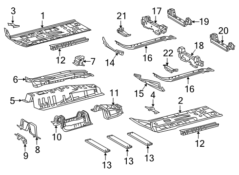 2018 Toyota C-HR Pillars, Rocker & Floor - Floor & Rails Diagram