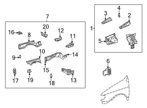 2003 Toyota Sienna Structural Components & Rails Diagram