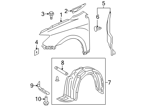 2009 Scion tC Fender & Components Diagram