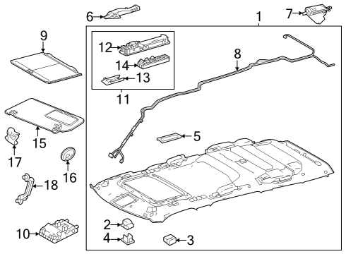 2024 Toyota Sequoia Interior Trim - Roof Diagram