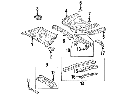 1996 Toyota Paseo Rear Floor & Rails Diagram