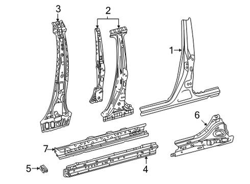 2018 Toyota Mirai Center Pillar & Rocker Diagram