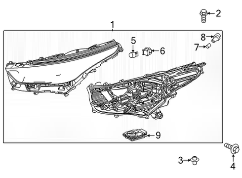 2020 Toyota Highlander Headlamp Components Diagram 1 - Thumbnail