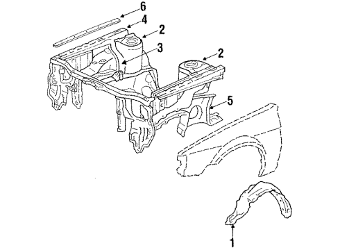 1984 Toyota Corolla Splash Shield, Passenger Side Diagram for 53875-12080