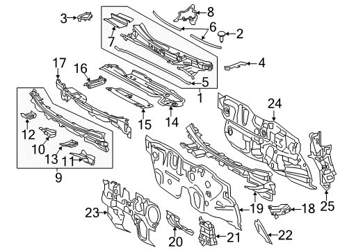 2021 Toyota Prius AWD-e Cowl Diagram