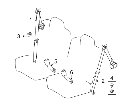 2017 Toyota Highlander Second Row Seat Belts Diagram