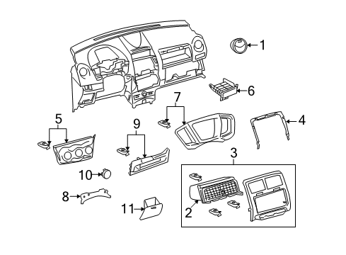 2008 Scion xD Cluster & Switches, Instrument Panel Diagram 3 - Thumbnail