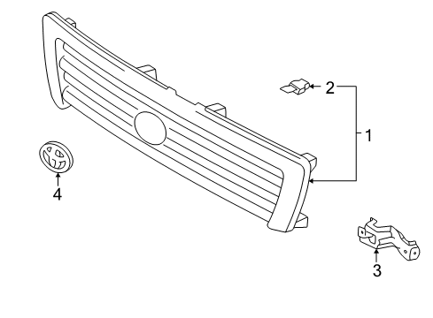 1998 Toyota Tacoma Grille & Components Diagram